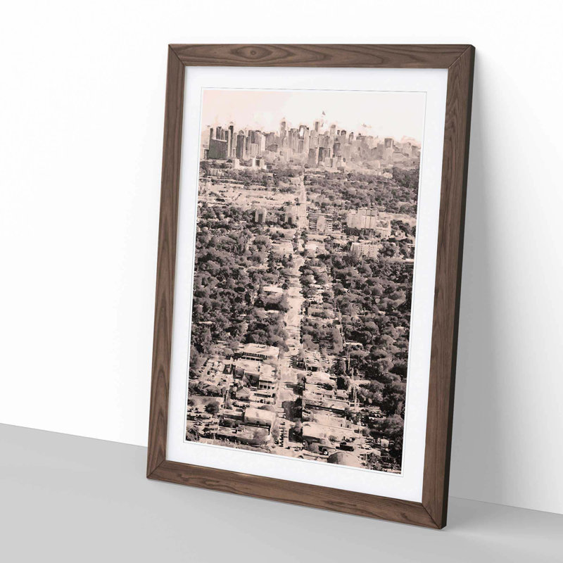 Road to the Miami Florida Skyline in Abstract - Picture Frame Graphic Art Print, Walnut, 76cm H x 50cm W x 2cm D