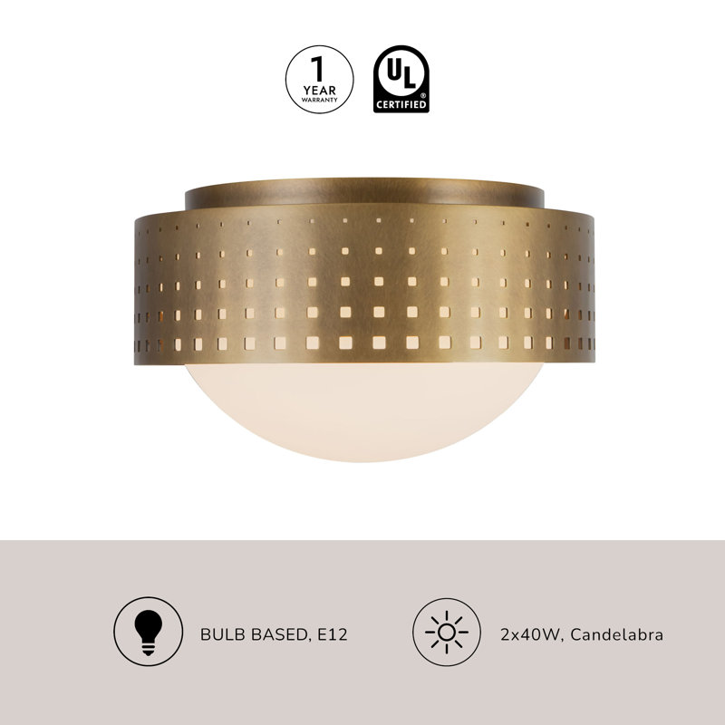 Astoria 10-in Black Flush Mount, Antique Brass