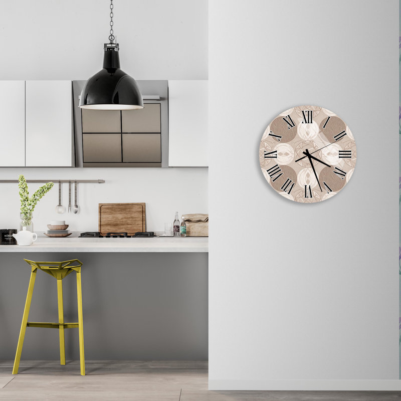 Horloge murale abstraite beige en verre trempé, horloge d'art cercle unique, horloge murale moderne, Blanc anglais, 20 pouces