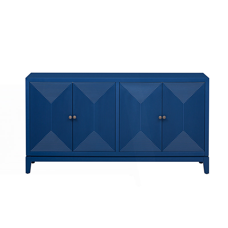 Buffet décoratif, armoire de rangement élégante, buffet avec design à lignes verticales, Marine
