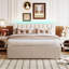 Lit plateforme tapissier grand avec lit gigogne simple Teddy