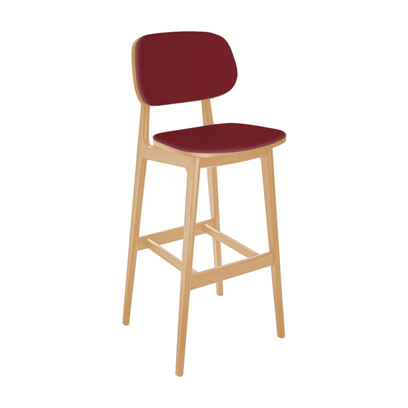  Emma Barstool - Grade 4 Bordeaux Reveal Seat & Upholstered Back, Tan, Bordeaux
