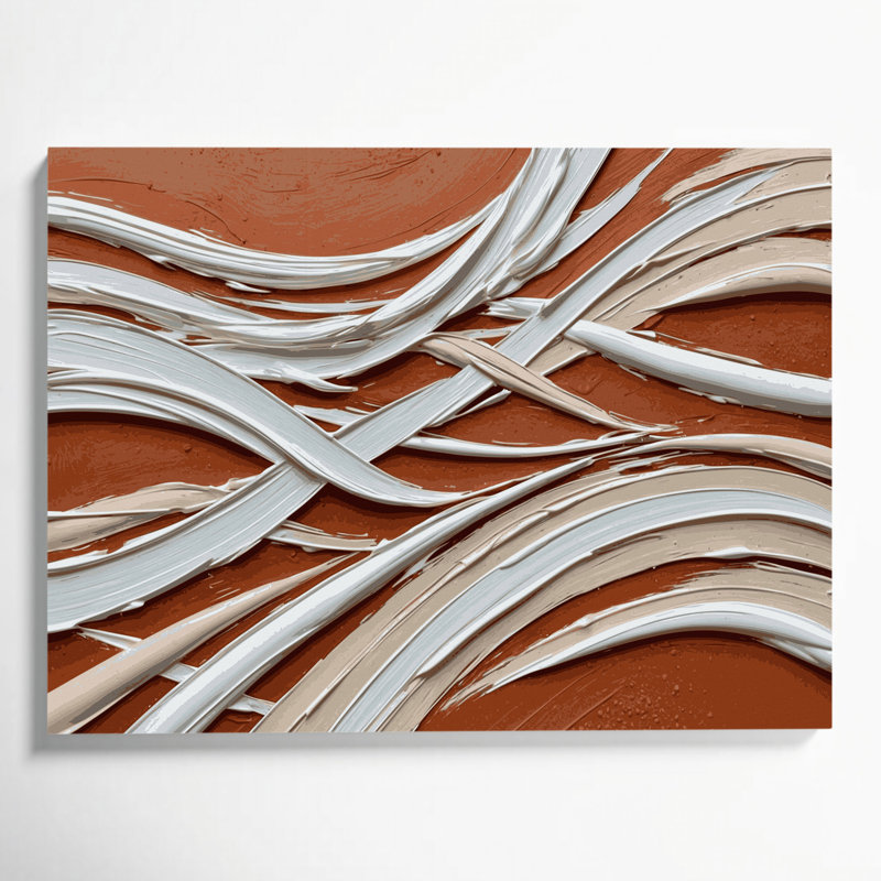 Art horizontal sur toile horizontal gris et blanc rayé, H 11 po x l 14 po