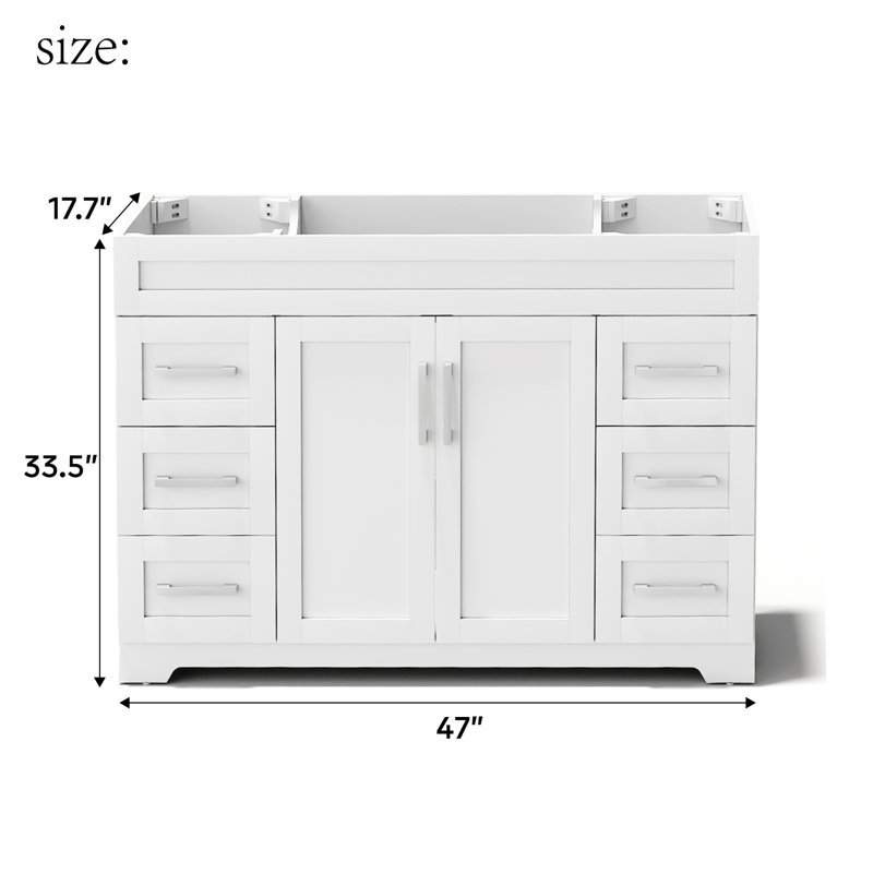 Meuble-lavabo moderne 48 po sans contreplaqué, Argent argent, Blanc