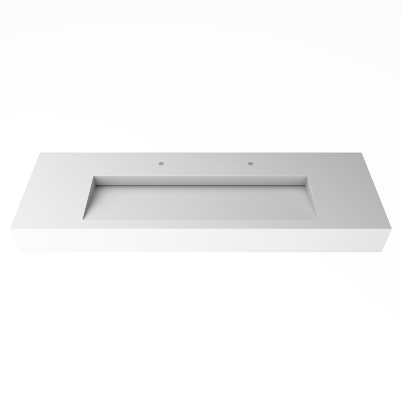 Boyter 60'' Solid Surface Rectangular Wall Mount Bathroom Sink, White
