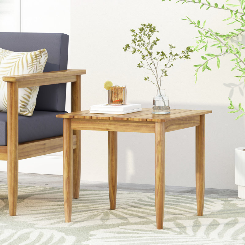 Table d'appoint rustique en bois avec détails à lattes, 20 x 20 x 17,9 cm, décor effet Hue In Look, 20,47 po x 20,47 po x 17,9 cm