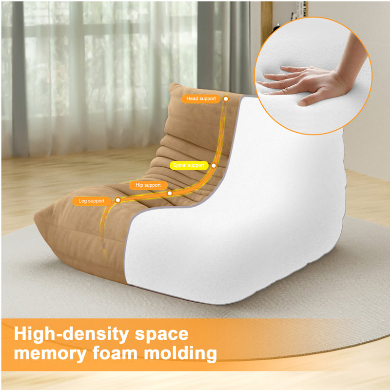 Monett Bean Bag Chair & Lounger, Light Brown Microfiber