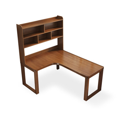Nut-brown L-Shaped Solid Wood desk
