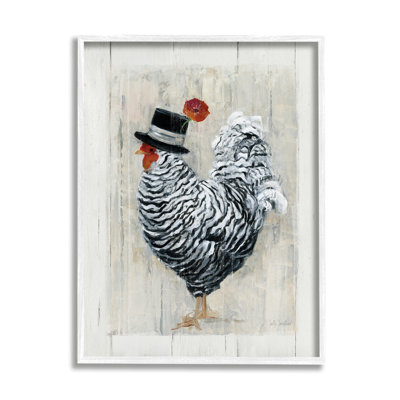 " Traditional Farm Chicken In Black Hat Chic Bird " by Sally Swatland