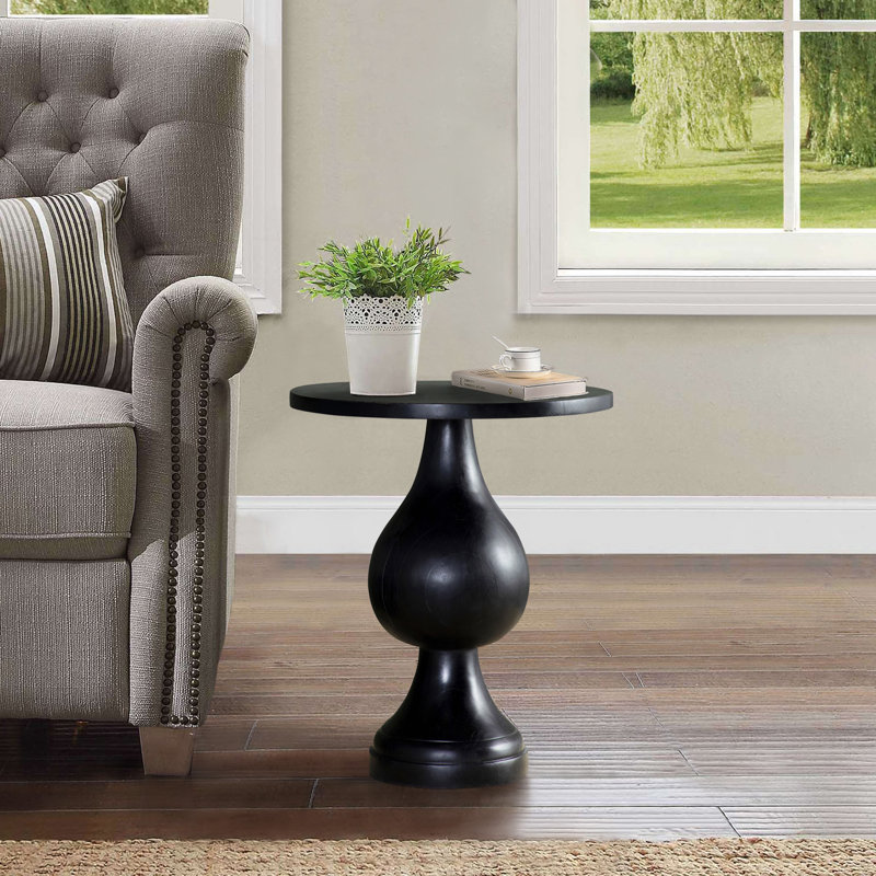 Serena Solid Wood End Table, Black Stain