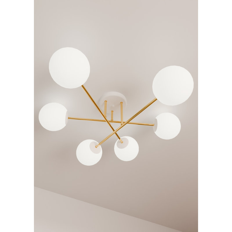 Wodome 6 - Light Dome Chandelier, White, White