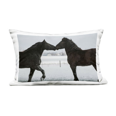 Winter Horse Pair Outdoor Printed Pillow design by Amy Carroll