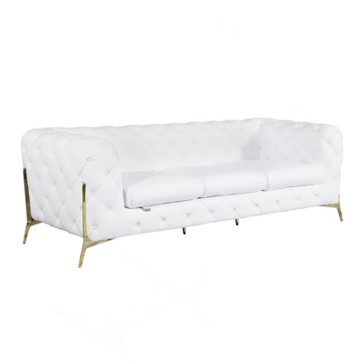 Transitional Leather Upholstered Sofa