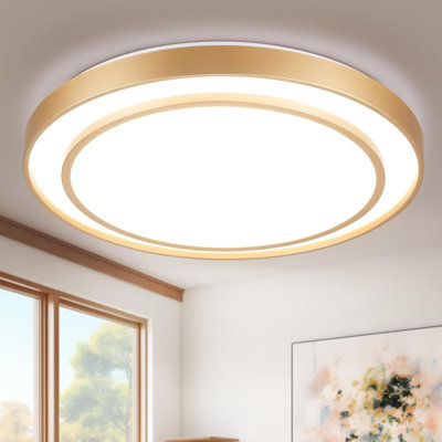20 inch Flush Mount Ceiling Light Fixture LED 36W Gold Dimmable Fixture Ceiling Mount Overhead