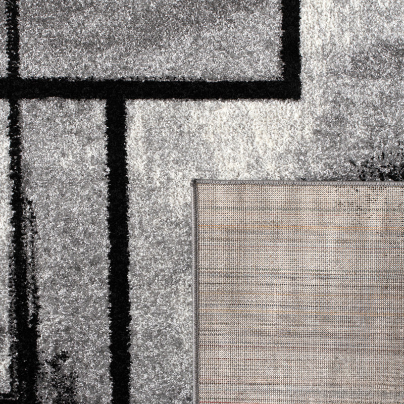 Tapis gris en polypropylène tissé à la machine Quention, Rectangle 4 pi 7 po x 6 pi 7 po