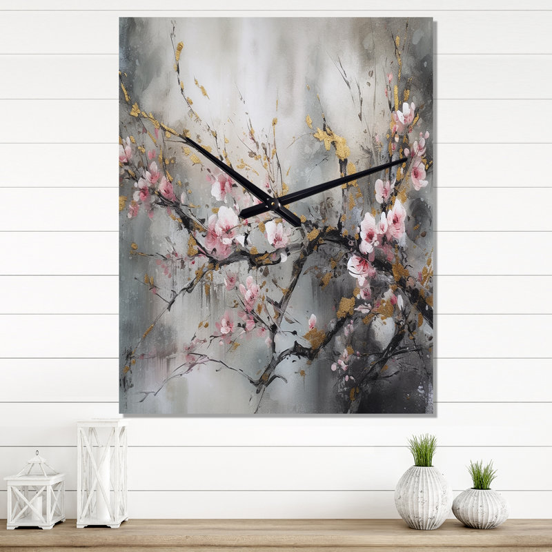 Orchidée florale - Horloge murale, H 28 po x l 12 po x P 1 po