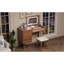 Meuble-lavabo de 39 po de style bohème rétro, bureau Vantiy avec miroir et lumières DEL, coiffeuse avec plateau rabattable, coiffeuse avec rangement à 3 tiroirs, 10 compartiments, ensemble de coiffeuse pour la maison, noyer