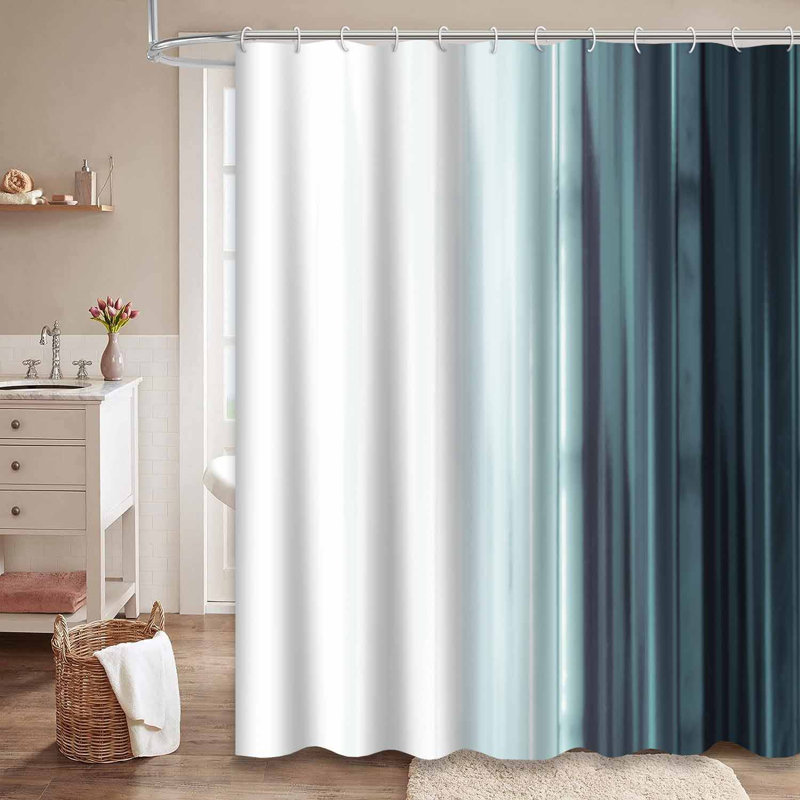 Élégant rideau de douche rayé bleu marine avec 12 crochets, L 72 po x l 78 po