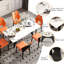 Table de salle à manger 71 "en marbre doré 71" pour 6 à 8 personnes, rectangulaire, base en acier inoxydable, 6 chaises, salle de luxe rectangulaire facile à installer avec base stable et pour animaux