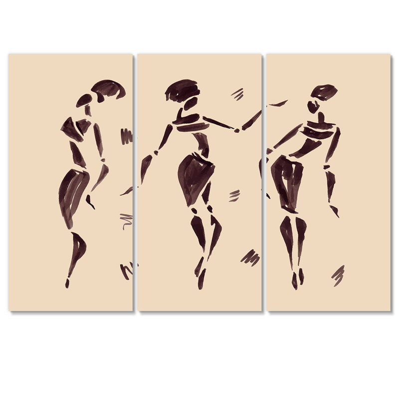 «Abstract Brown Dancers», reproduction d'art sur toile glamour - PT40922, H 28 po x l 36 po x P 1 po