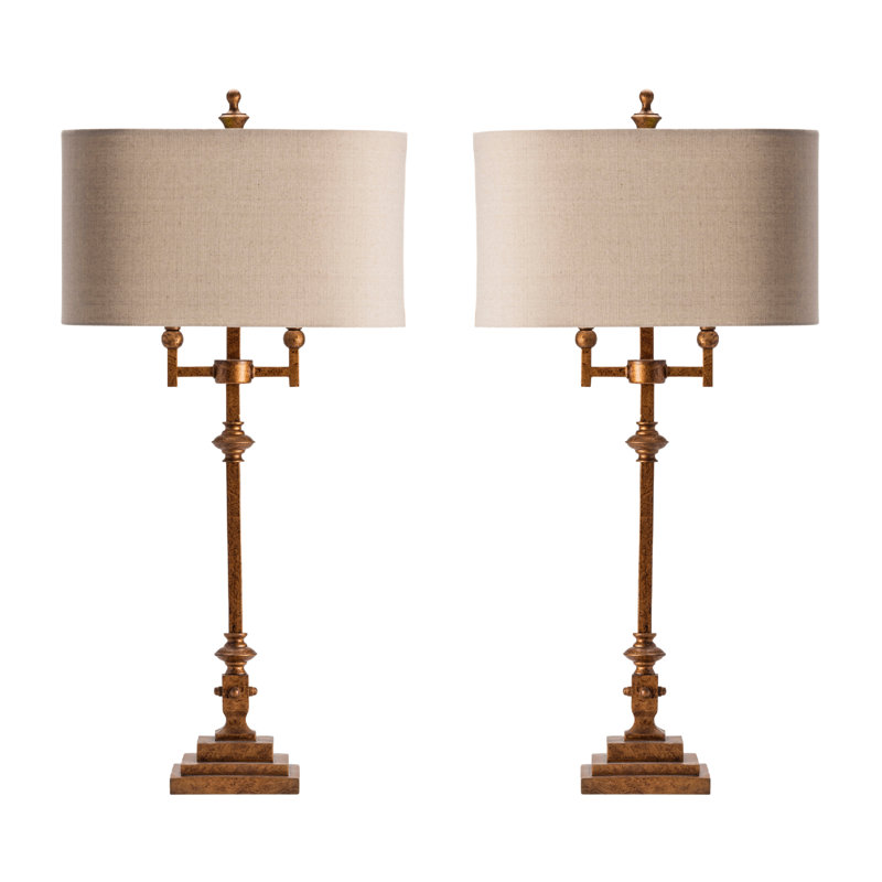 Lampe de table 36,5 "en métal avec abat-jour avoine