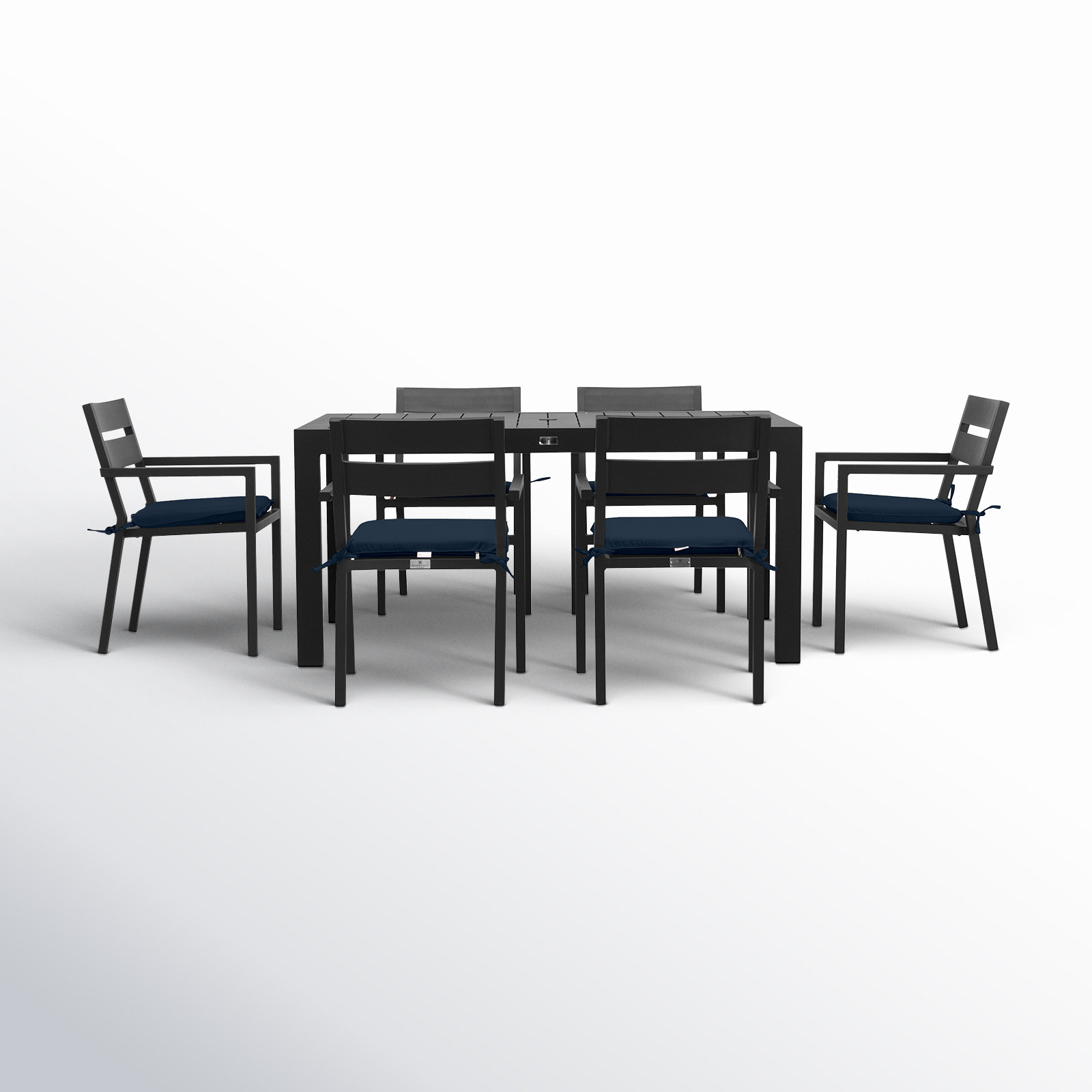 Eartha 63" Patio Dining Set, Sunbrella® Spectrum Indigo, Black