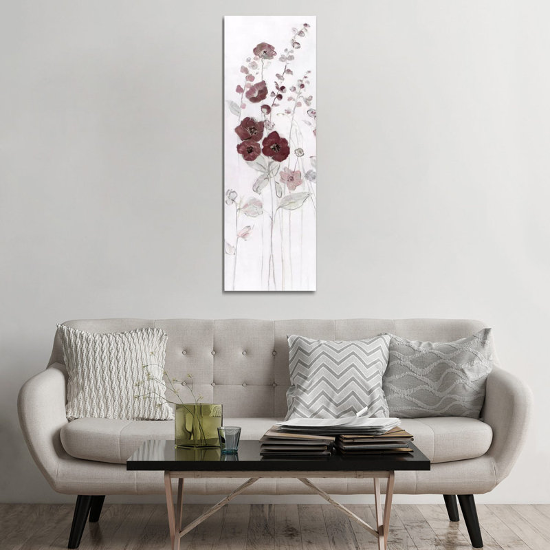 «Fields of Burgundy Blush I» par Sally Swatland, reproduction d'art panoramique sur toile, Toile tendue