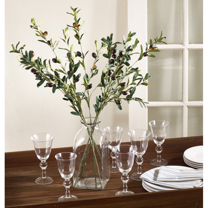 Leclair 29" Artificial Olive Branches (Set of 4) - Realistic Faux Greenery Stems for Vase Arrangements