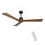 Ventilateur de plafond avec bois naturel, métal et bois, commande à distance et circulation d'air saisonnière, moteur à courant continu