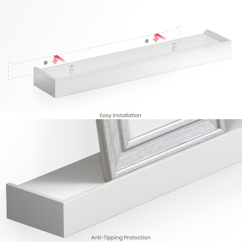 Tablettes flottantes murales l 24 "x P 4" Array, Blanc, H 1,75 po x l 24 po x P 4 po