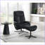 Fauteuil d'appoint pivotant inclinable avec repose-pieds | Noir | Cuir fleur supérieur