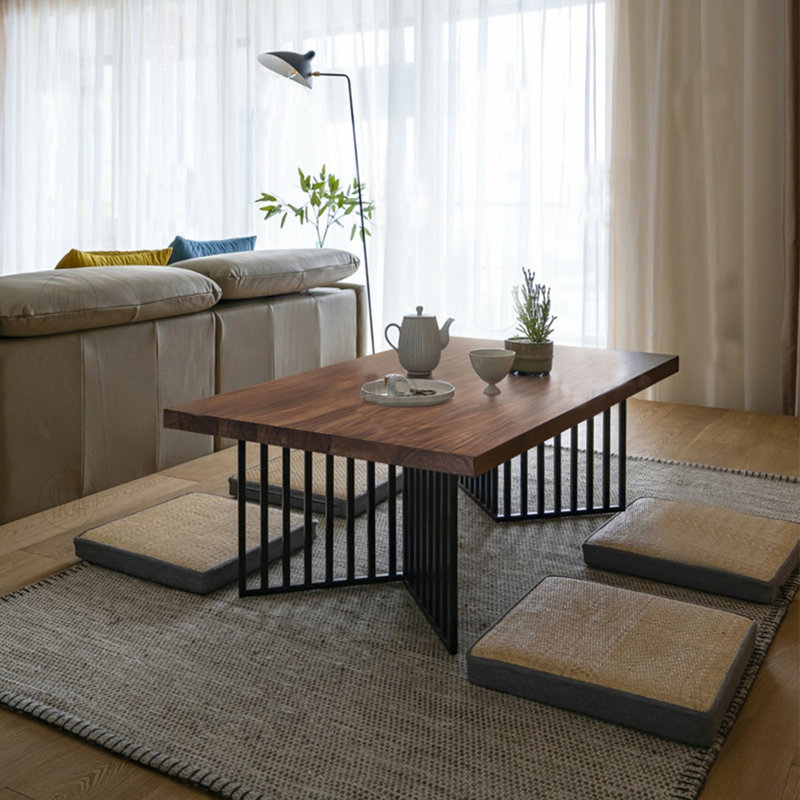 Retro solid wood coffee table, 16.9" H x 55.1" L x 27.6" W