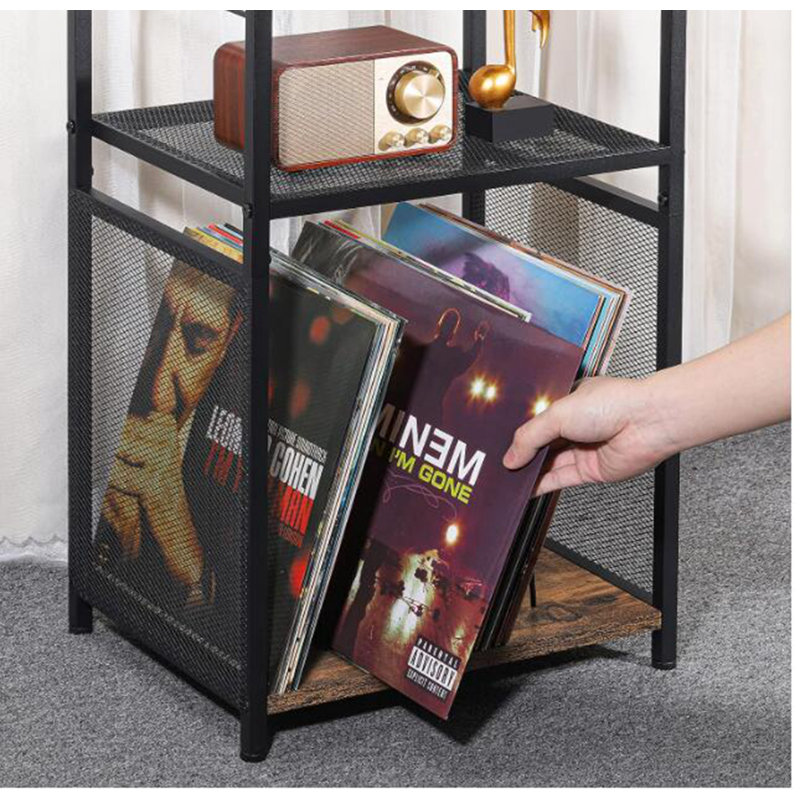 31.6 " H Media Shelves, Brown/Black