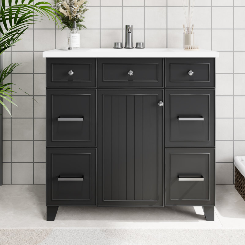 Ensemble de meuble-lavabo simple 36 po, Noir, noir, noir, noir