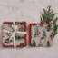 Cotton Printed Cocktail Napkins With Trees Pattern And Red Stitched Edge