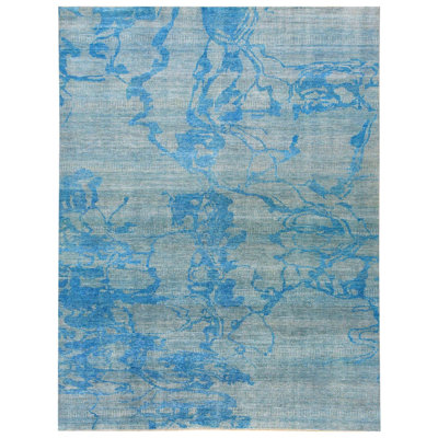 Tapis rectangulaire unique de 9 pi 1 po x 12 pi 2 po Silk Treasures