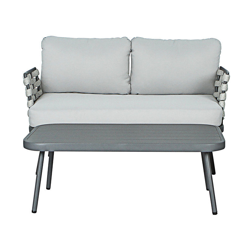 Ensemble de table et causeuse en acier, Gris, Gray