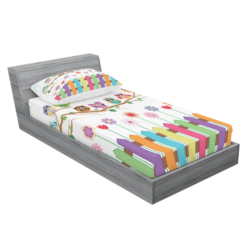 Owls Microfiber Sheet Set, Twin Sheet + Fitted Sheet + 1 Pillowcase