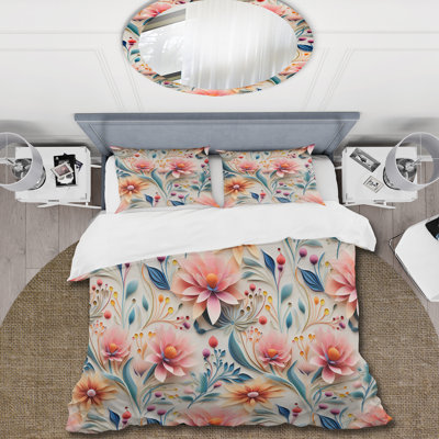 Ensemble de housse de couette Botanical Pastel Color Flowers Composition II