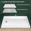 Base de douche simple à seuil bas 60 po x L 36 po ADA avec seuil de type incliné, plateau de douche antidérapant à trois brides, surface ouverte brillante assortie, accès pour fauteuil roulant, profil bas, blanc-128706591