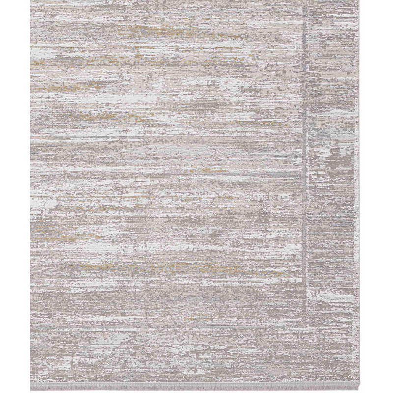Tapis gris abstrait en viscose / tencel tissé à la machine 6 pi 6 po x 9 pi 6 po Tannille