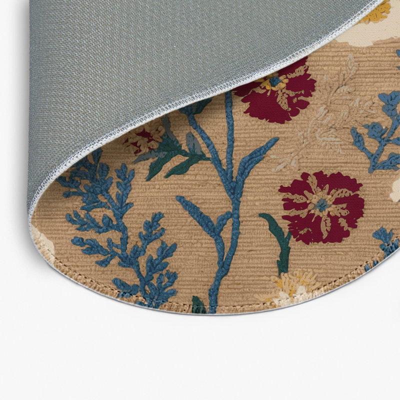 Tapis d'intérieur et d'extérieur brun Botanical, Rond 5 pi