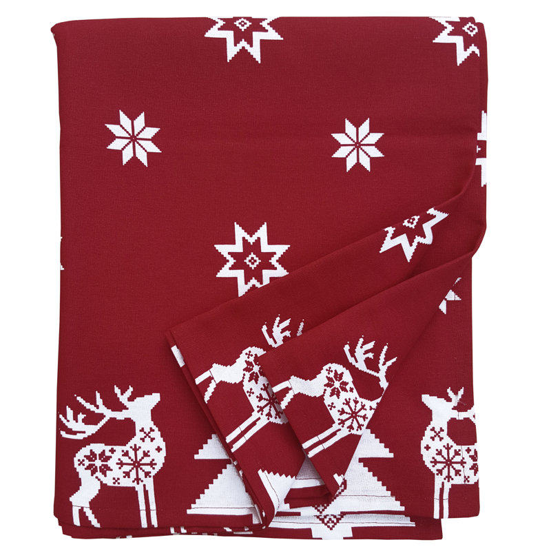 Sigourney Christmas Fir Tree Print Tablecloth, Red