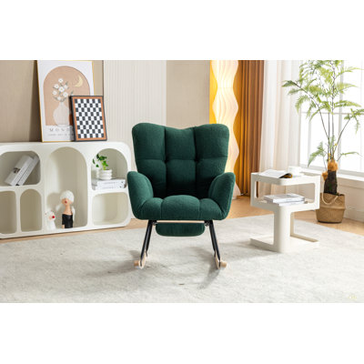 Chaise berçante en tissu avec repose-pieds Teddy