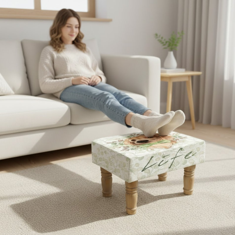 Adalyne 40cm Wide Rectangle No Pattern Footstool Ottoman