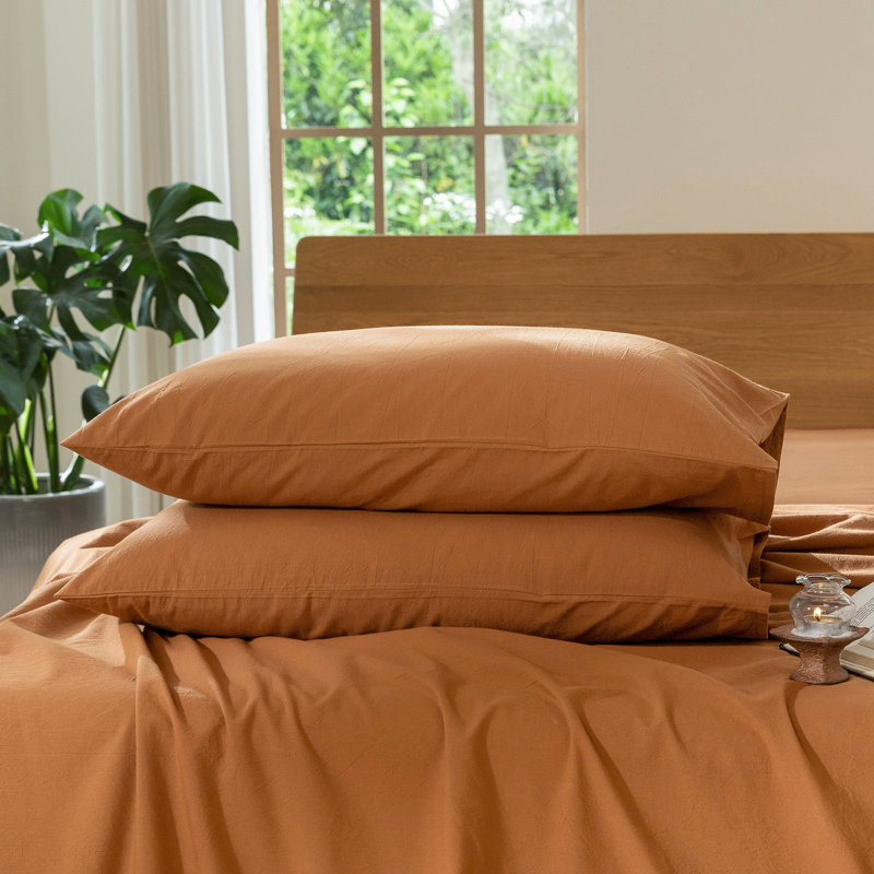 Fermeture de l'enveloppe des taies d'oreiller MooMee,  Très grand (20 po x 36 po), Orange brûlé