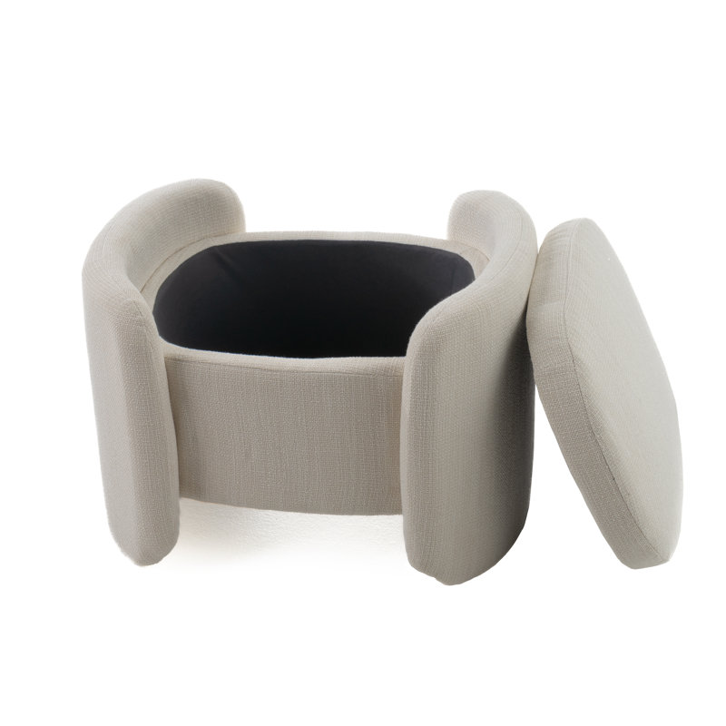 Erin - Modern Cream Fabric Storage Ottoman