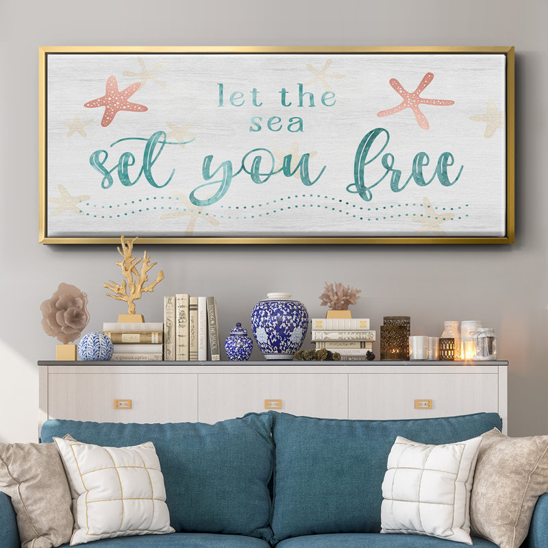 Sea Free- Framed Canvas, 20" H x 50" W