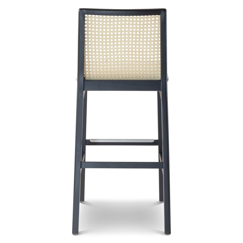 Modern Brazilian Nardia Cane Bar Stool, Light Gray/Ebano/Natural, Counter Stool (25.5" Seat Height)