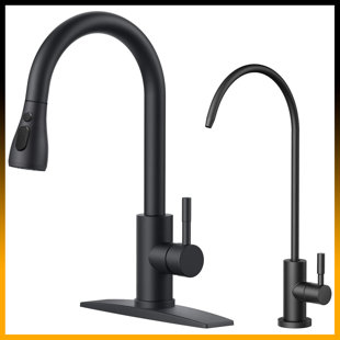Robinet de cuisine en acier inoxydable avec pulvérisateur rétractable et distributeur de savon - Arc haut, 3 modes, poignée simple pour maison de campagne, véhicule récréatif, bar, acier inoxydable moderne